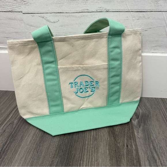 Trader Joe’s NWT mini pastel canvas tote - Picture 1 of 2